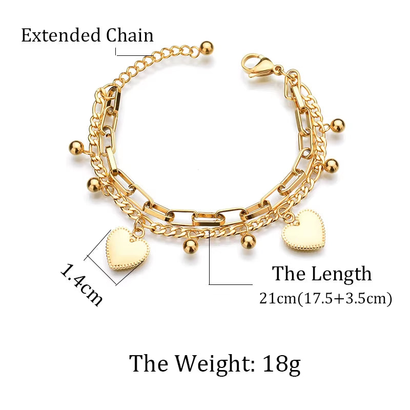 Nextvance Chain Link Heart Bracelets & Bangles Simple Bracelet Stainless Steel Jewelry for Women Drop Shipping