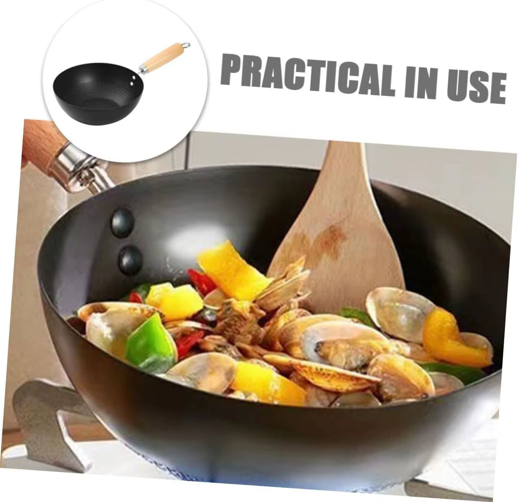 Uncoated Flat Bottom Wok Small Iron Wok for Stir-Fry Cooking Stove Induction Cookware Accessories Kitchen Supply