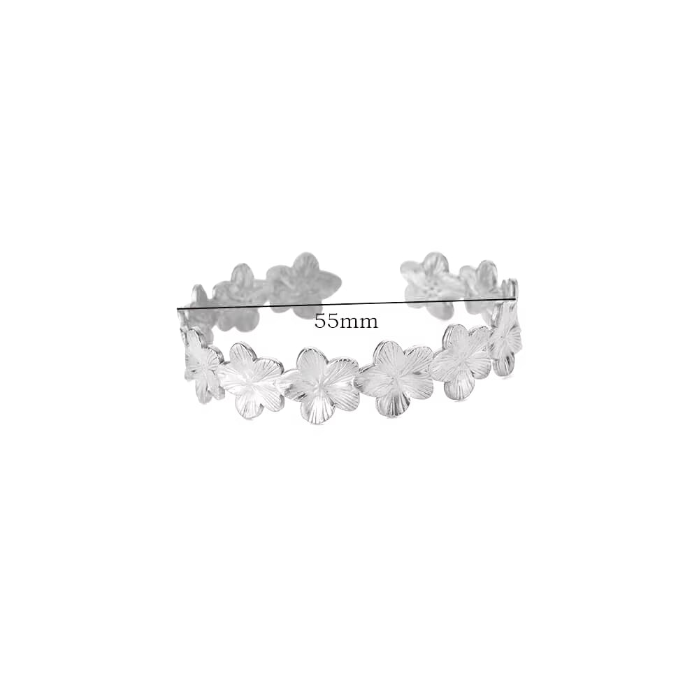 Flower Cuff Bracelet Bangle for Women Gold Color Flora Stainless Steel Bangles Casting Aesthetic Couple Wrist Jewelry Pulseras