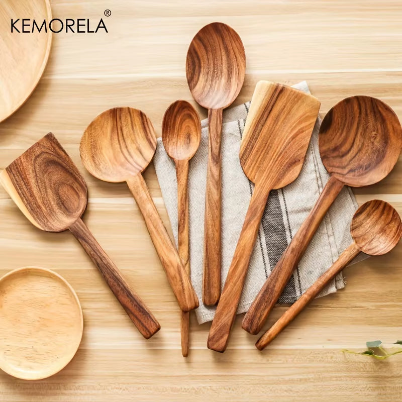 Thai Wooden Non-Stick Spatula Coffee Spoon Cooking Wood Kitchen Cookware Supplies Kitchen Tool Set