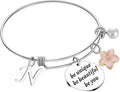 Initial Charm Bracelet Elephant Charm Bracelet Gifts for Women Inspirational Bangle 26 Letters Alphabet Bracelets Heart Jewelry Present