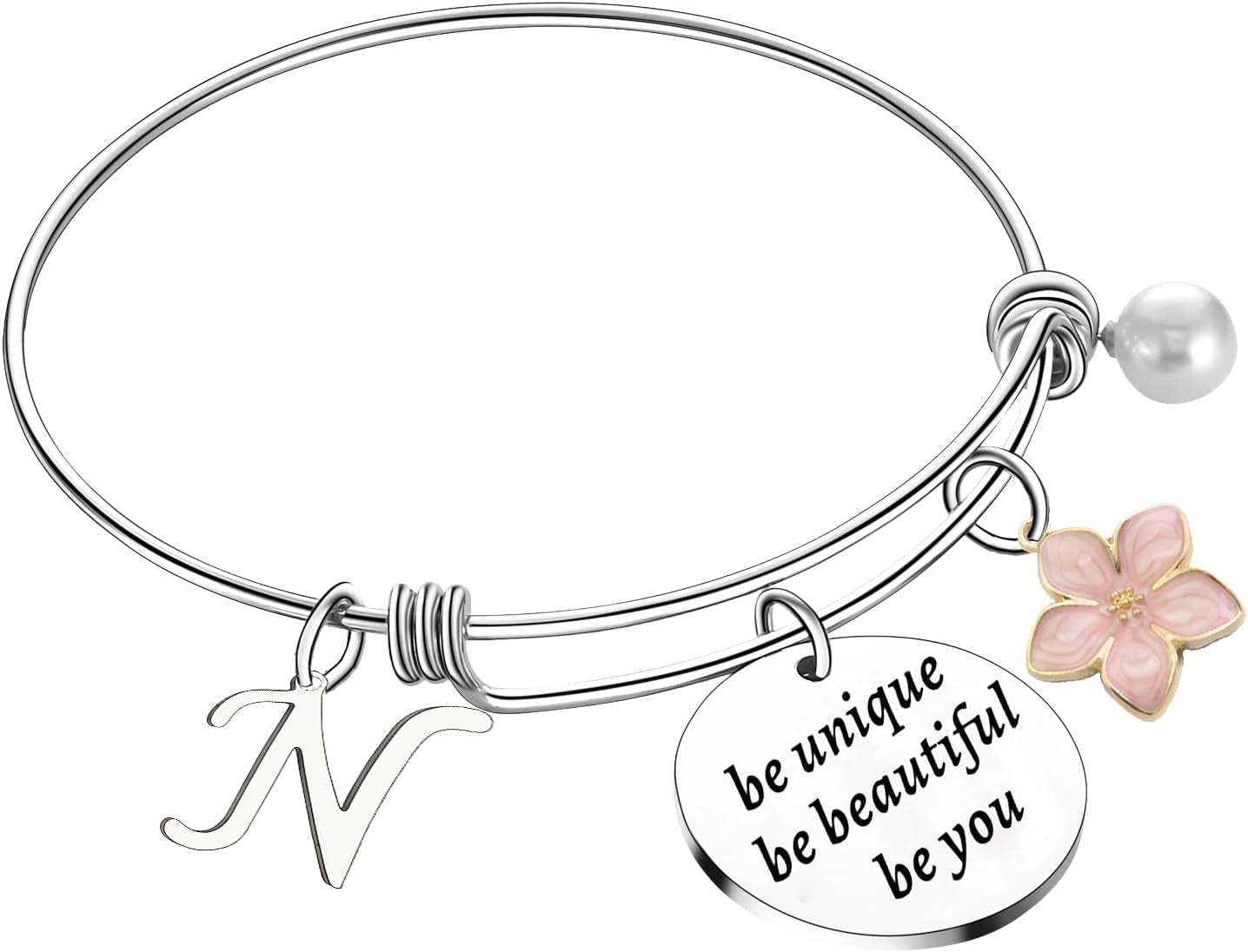 Initial Charm Bracelet Elephant Charm Bracelet Gifts for Women Inspirational Bangle 26 Letters Alphabet Bracelets Heart Jewelry Present