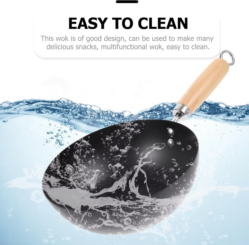 Uncoated Flat Bottom Wok Small Iron Wok for Stir-Fry Cooking Stove Induction Cookware Accessories Kitchen Supply