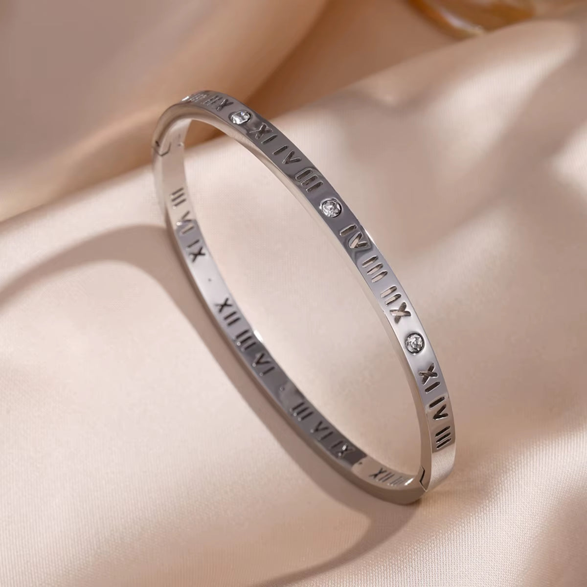 Yupsk 5Pcs/Set Silver Color Titanium Steel Bracelet for Couples Shiny Zircon Inlaid Stainless Steel Bangles Female Jewelry Gift