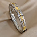 Waterproof Stainless Steel Bangles Bracelet 18K Plated Fashion Jewelry for Women Men Love Heart Flower Square Pattern Jewelry