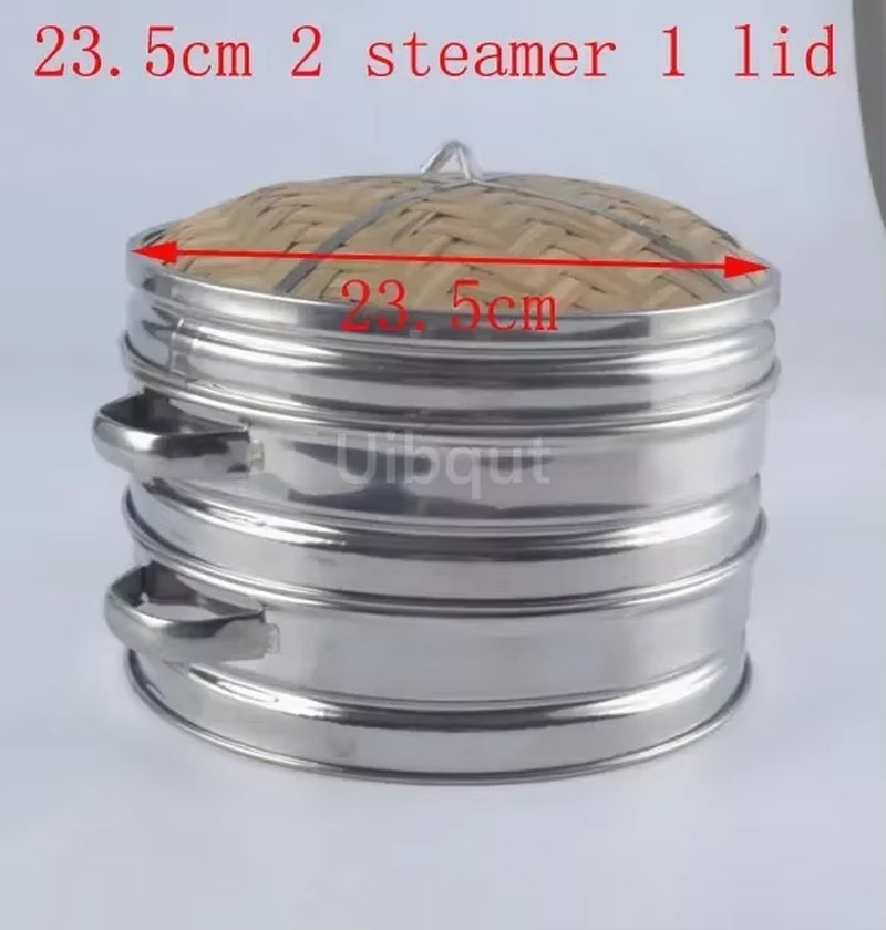 14 to 30Cm Stainless Steel Cookware Bamboo Steamer with Lid Chinese Kitchen Cookware for Cooking Fish Rise Pasta Vegetables Dim