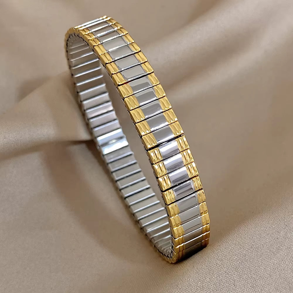 Waterproof Stainless Steel Bangles Bracelet 18K Plated Fashion Jewelry for Women Men Love Heart Flower Square Pattern Jewelry
