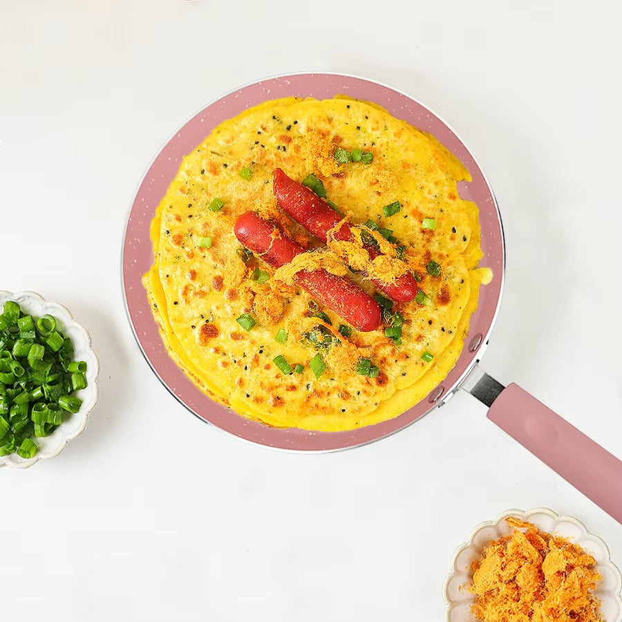 1Pcs Non-Stick Pink Frying Pan Omelet Pan Steak Egg Pancake Breakfast Maker Pans Creative Cookware Kitchen Gadgets Size S/M/L