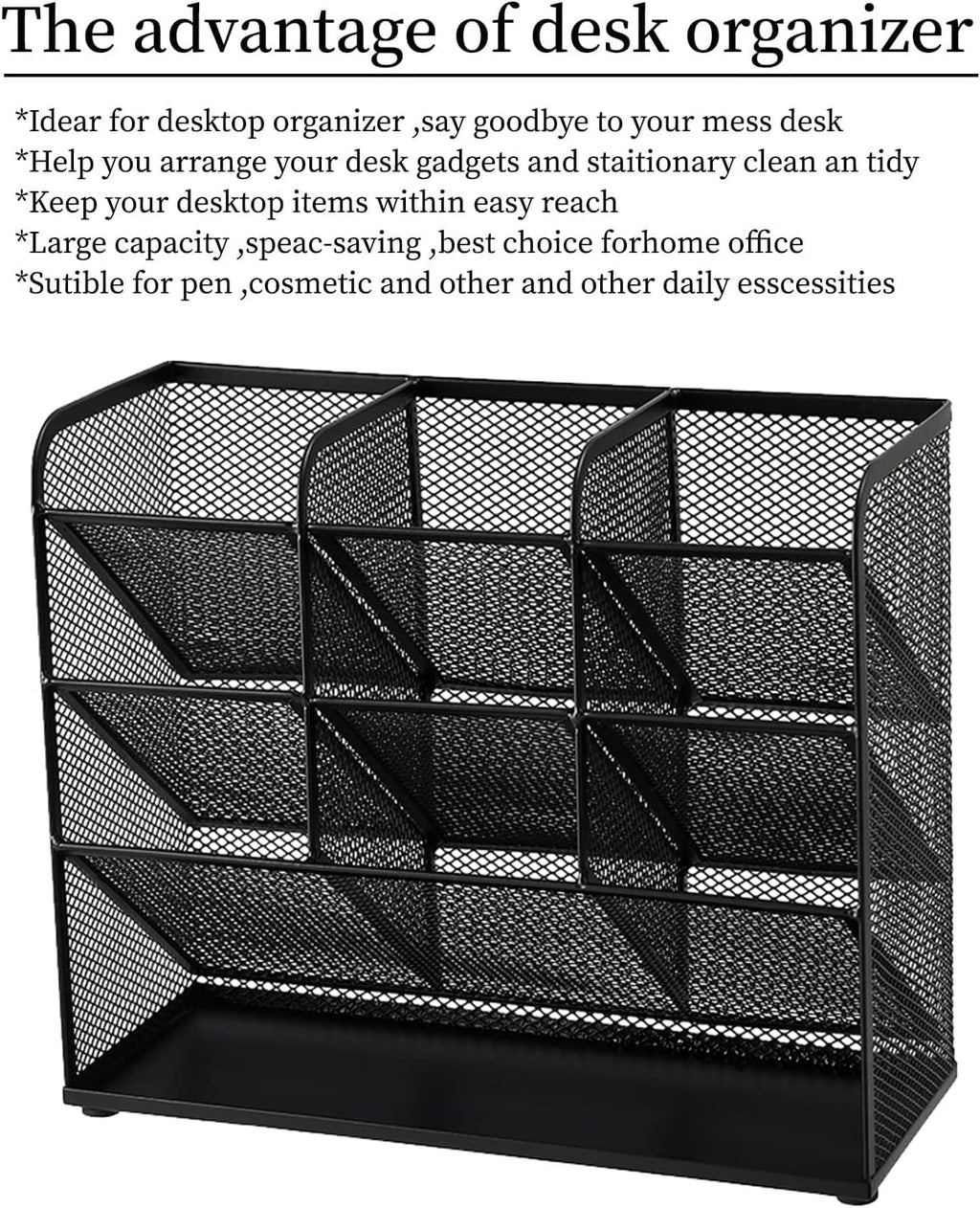 Mesh Desk Organizer, Multi-Functional Pen Holder, Desktop Stationary Organizer, Storage Rack for School Home Office Art Supplies (Mesh Pen Holder)