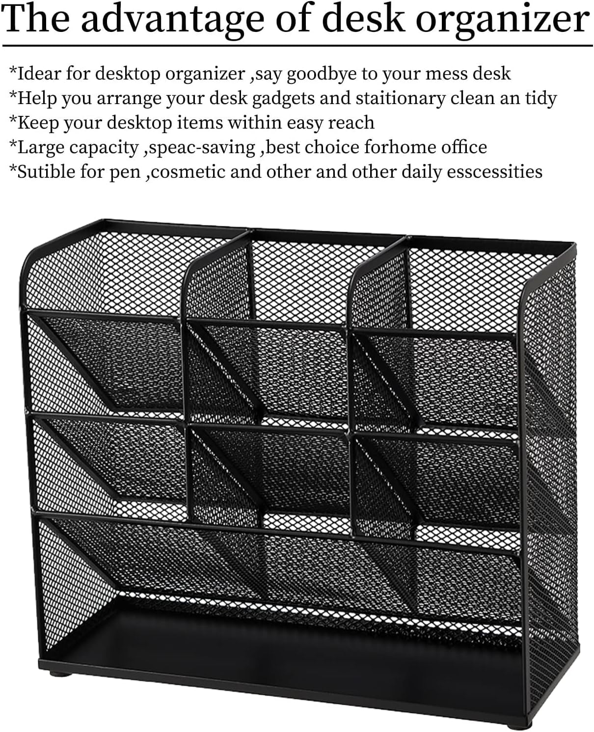 Mesh Desk Organizer, Multi-Functional Pen Holder, Desktop Stationary Organizer, Storage Rack for School Home Office Art Supplies (Mesh Pen Holder)