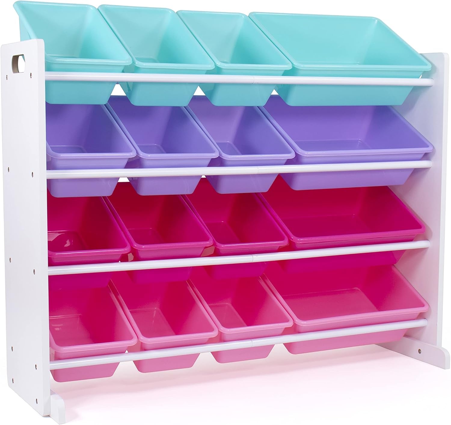 Supersized Toy Storage Organizer with 16 Removable Bins, White/Blue/Pink/Purple – Large Toy Storage for Toddlers Ideal for Kids' Rooms, Playrooms, and Nurseries - Modern Toy Bins for Kids