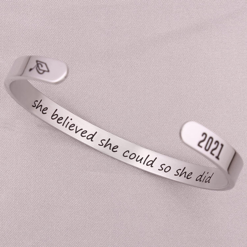 Inspirational Cuff Bracelet Bangle for Women Teen Girls - Birthday Jewelry Quotes - Friend Gift for Her Mom