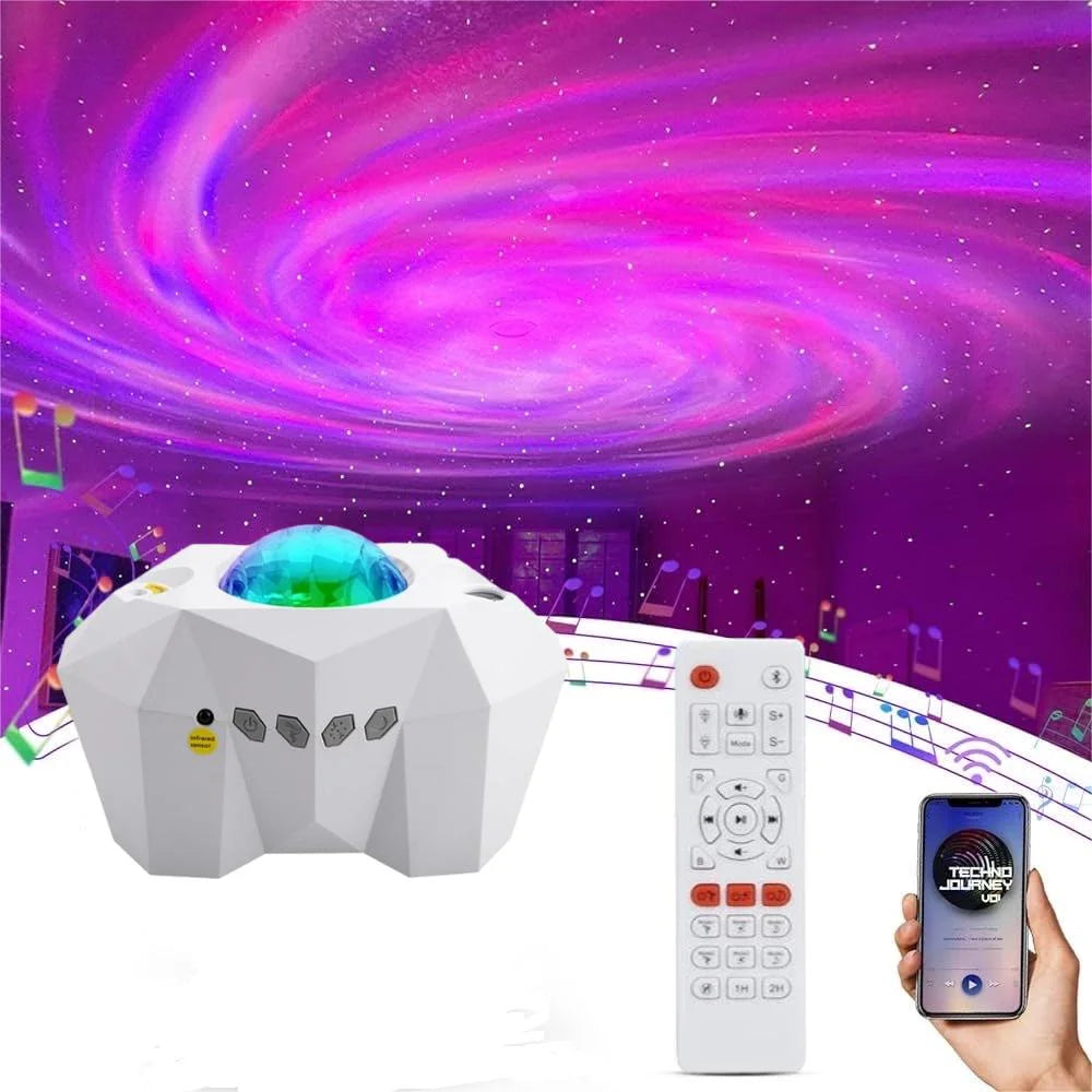 Star Projector with Bluetooth Speaker and Remote, Northern Lights Aurora Projector with Moon and Star