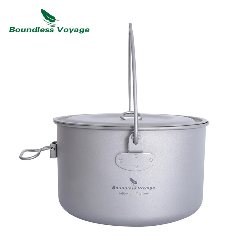 Titanium Pot Camping Cookware Hanging Soup Pot with Lid Outdoor Cooking Kit Lightweight Kitchen Ware Tableware