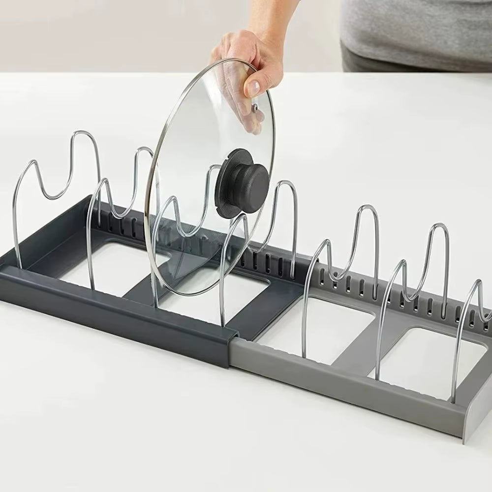 Expandable Stainless Kitchen Cabinet Organizers,With 6 Adjustable Shelves,Board Drying Cookware Shelf,Kitchen Organization Tools