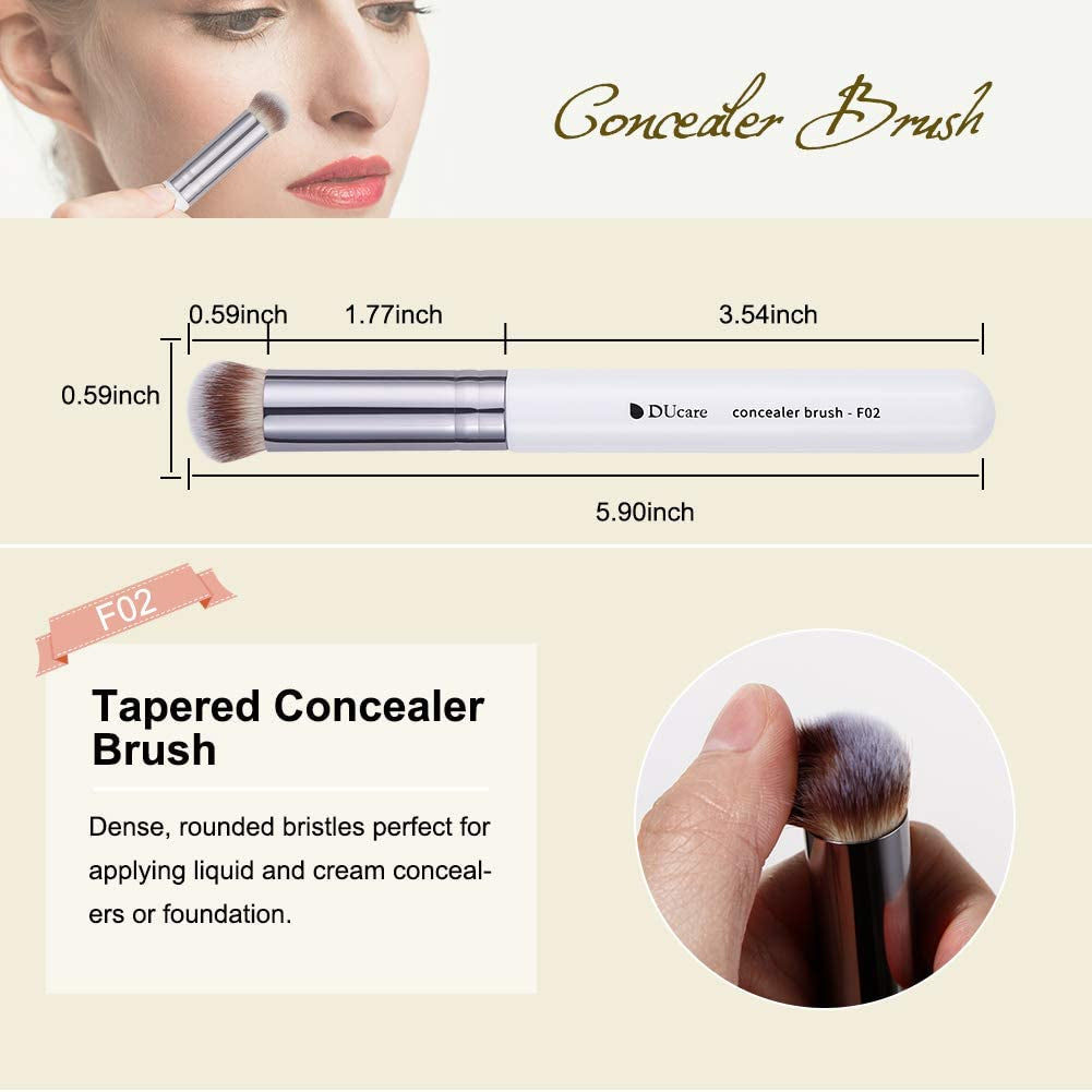 3Pcs Kabuki Makeup Brush Set, Foundation Contour Blush Concealer Brush, Travel Buffing Blending Brush for Liquid Cream Powder Face Makeup White