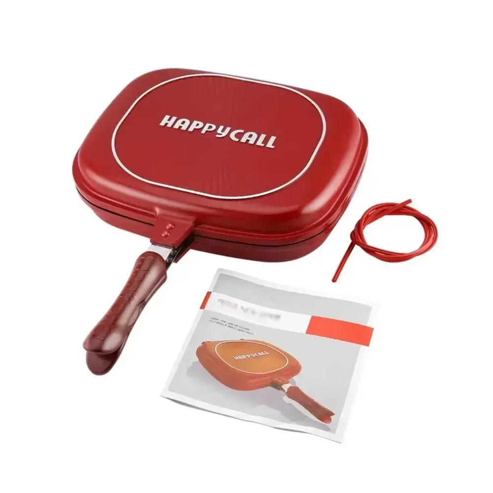 28/32Cm Double Side Grill Fry Pan Cookware Stainless Steel Double Face Pan Steak Fry Pan Kitchen Accessories Cooking Tool