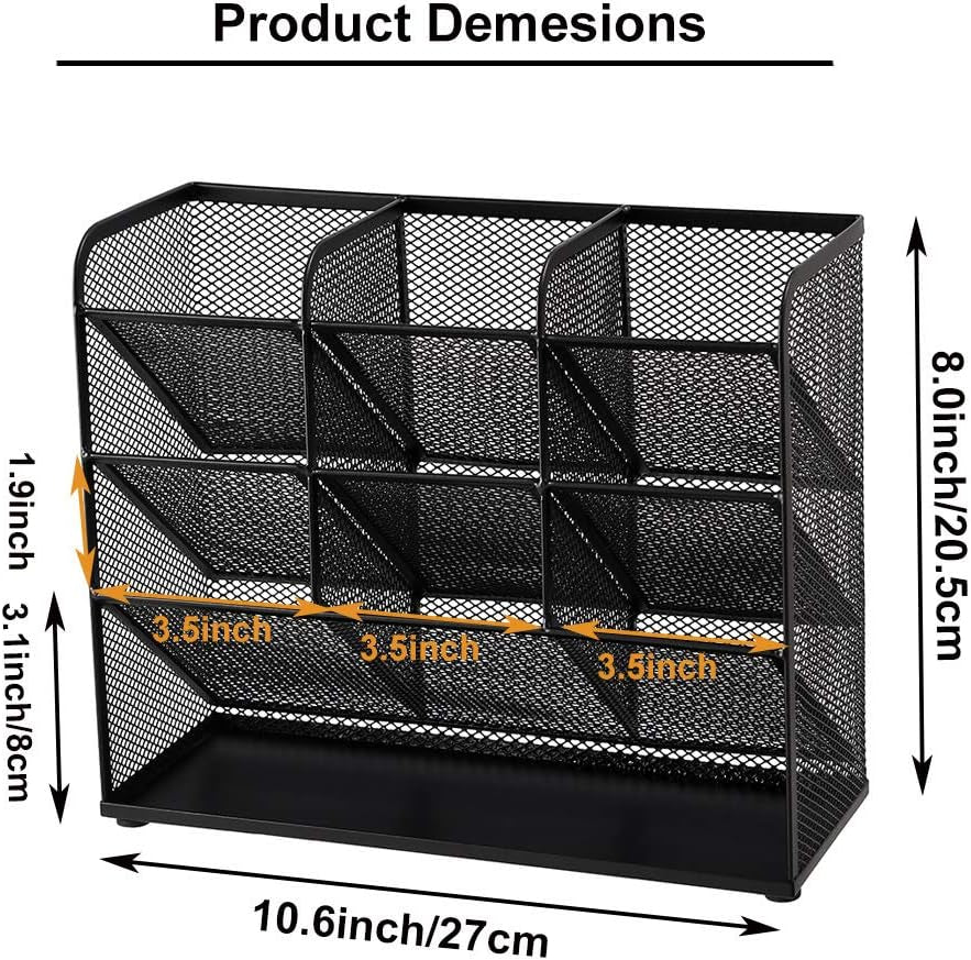 Mesh Desk Organizer, Multi-Functional Pen Holder, Desktop Stationary Organizer, Storage Rack for School Home Office Art Supplies (Mesh Pen Holder)