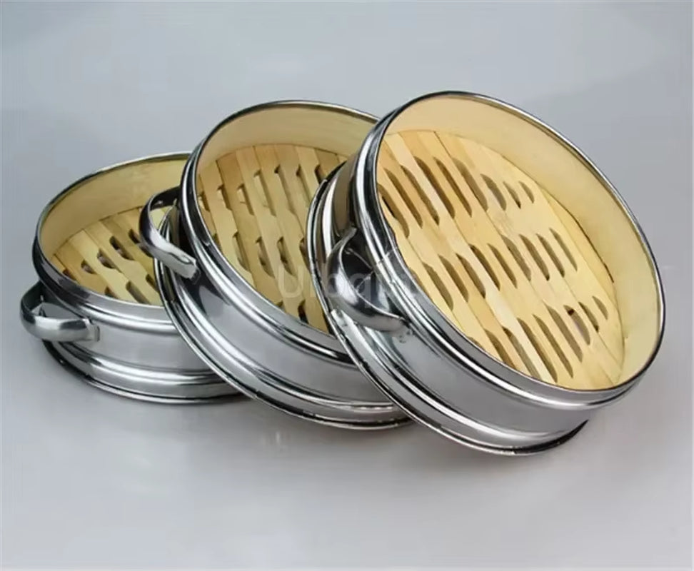 14 to 30Cm Stainless Steel Cookware Bamboo Steamer with Lid Chinese Kitchen Cookware for Cooking Fish Rise Pasta Vegetables Dim
