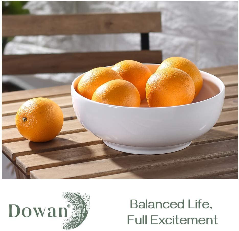 Serving Bowls, 9.5" Large Salad Bowls for Entertaining, Side Dishes, Pho, Pasta, Centerpiece Bowls for Dinner Parties, Kitchen Decor, Microwave & Dishwasher Safe, White