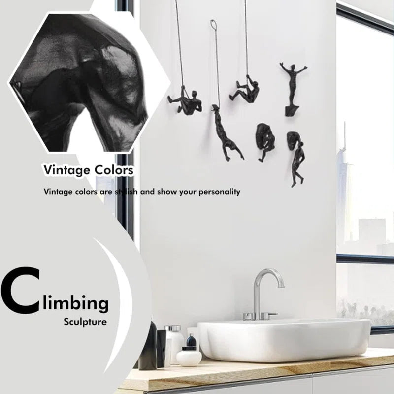 Resin Sculpture Left Hand Climbing Man Wall Sculpture Creative Hand-Finished Wall Art
