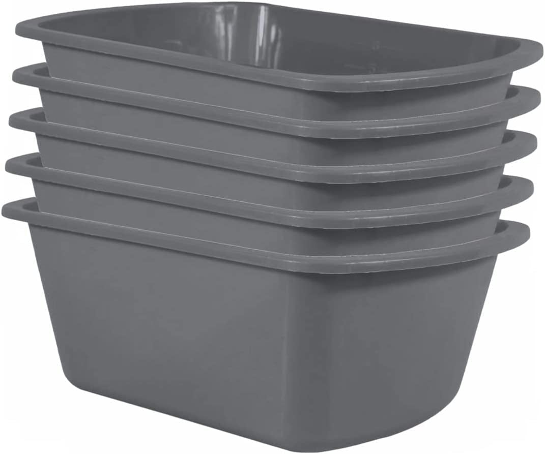 Wash Basins Rectangular Plastic Hospital Bedside Soaking Tub [5 Pack]