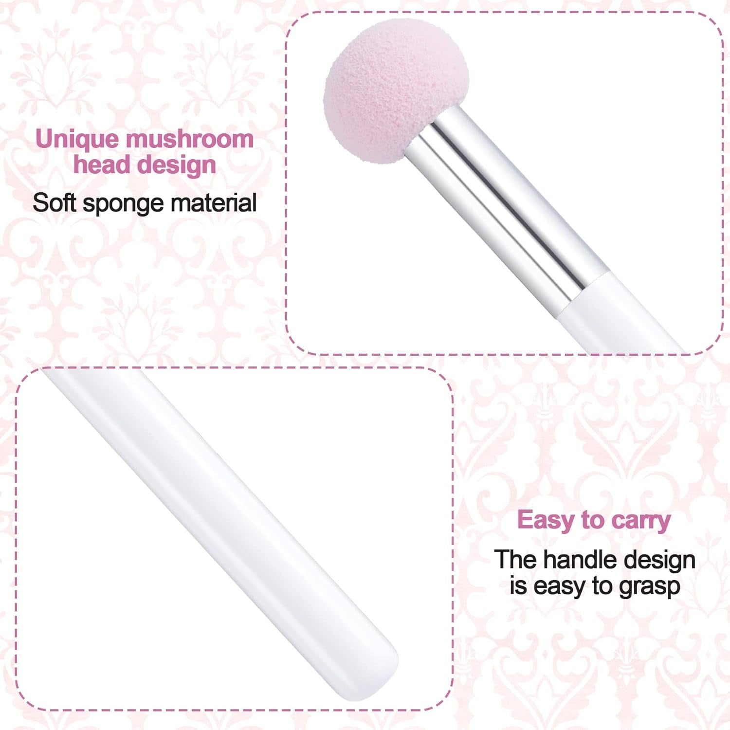 6Pcs Sponge Makeup Applicator with Handle, Sponge Eyeshadow Applicators Makeup, Eyeshadow Sponge Brush, Cotton Eye Makeup Eyeshadow Brushes for Women Girls (4.5 Inch Long) Washable
