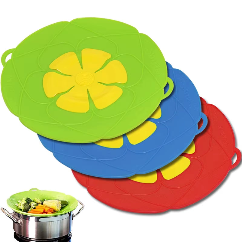 Silicone Lid Spill Stopper Cover Pot Pan Cover Kitchen Accessories Flower Shape Cookware Cooking Tools Kitchen Gadgets