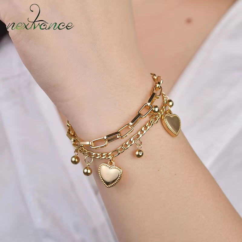 Nextvance Chain Link Heart Bracelets & Bangles Simple Bracelet Stainless Steel Jewelry for Women Drop Shipping