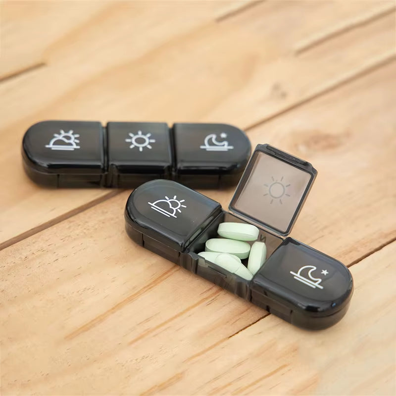 Weekly 21 Grids Pill Box Medicine Organizer Black Plastic PP Storage Box Container Portable Pill Case