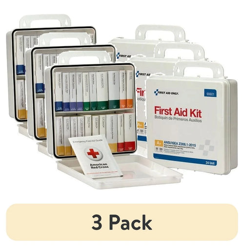 (3 Pack)  50-Person Unitized Plastic First Aid Kit - ANSI Compliant 24 X Piece(S) for 50 X Individual(S) - 3" Height X 10" Width X 10" Length - Plastic Case - 1 Each