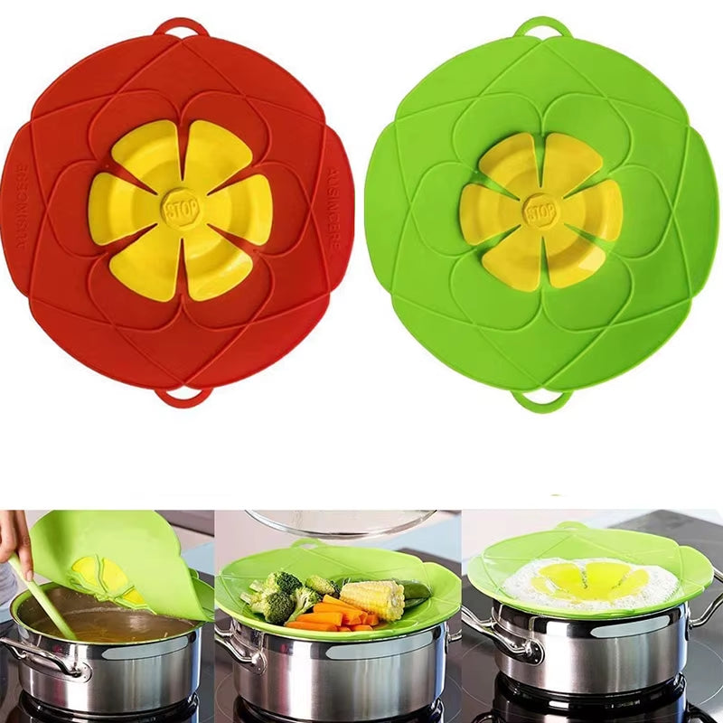 Silicone Lid Spill Stopper Cover Pot Pan Cover Kitchen Accessories Flower Shape Cookware Cooking Tools Kitchen Gadgets