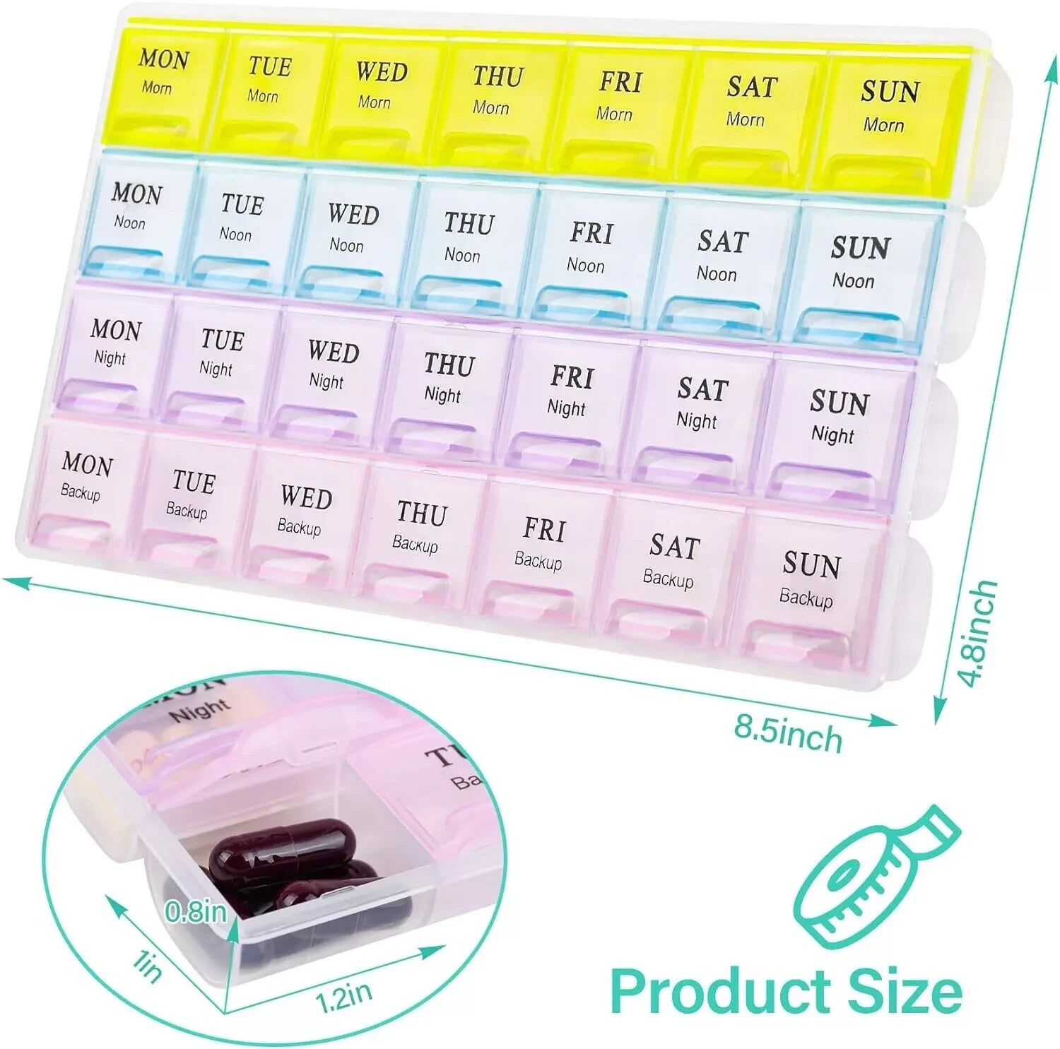 Monthly Pill Organizer Pill Case Pill Box One Month Twice a Day AM PM Daily Home