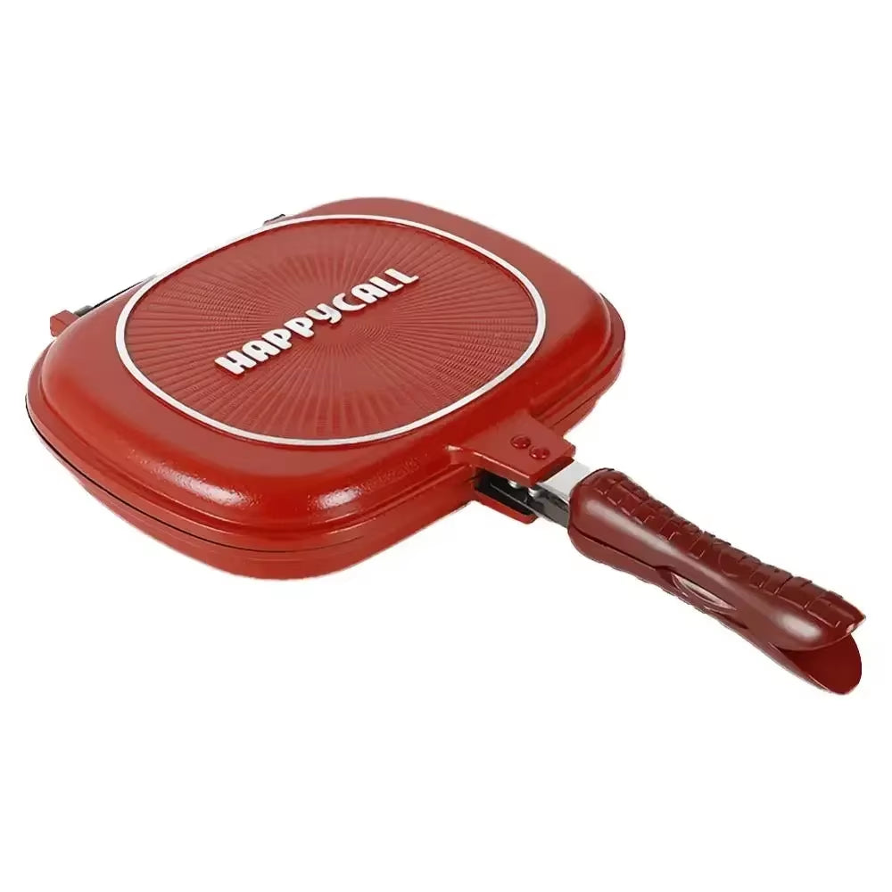 28/32Cm Double Side Grill Fry Pan Cookware Stainless Steel Double Face Pan Steak Fry Pan Kitchen Accessories Cooking Tool