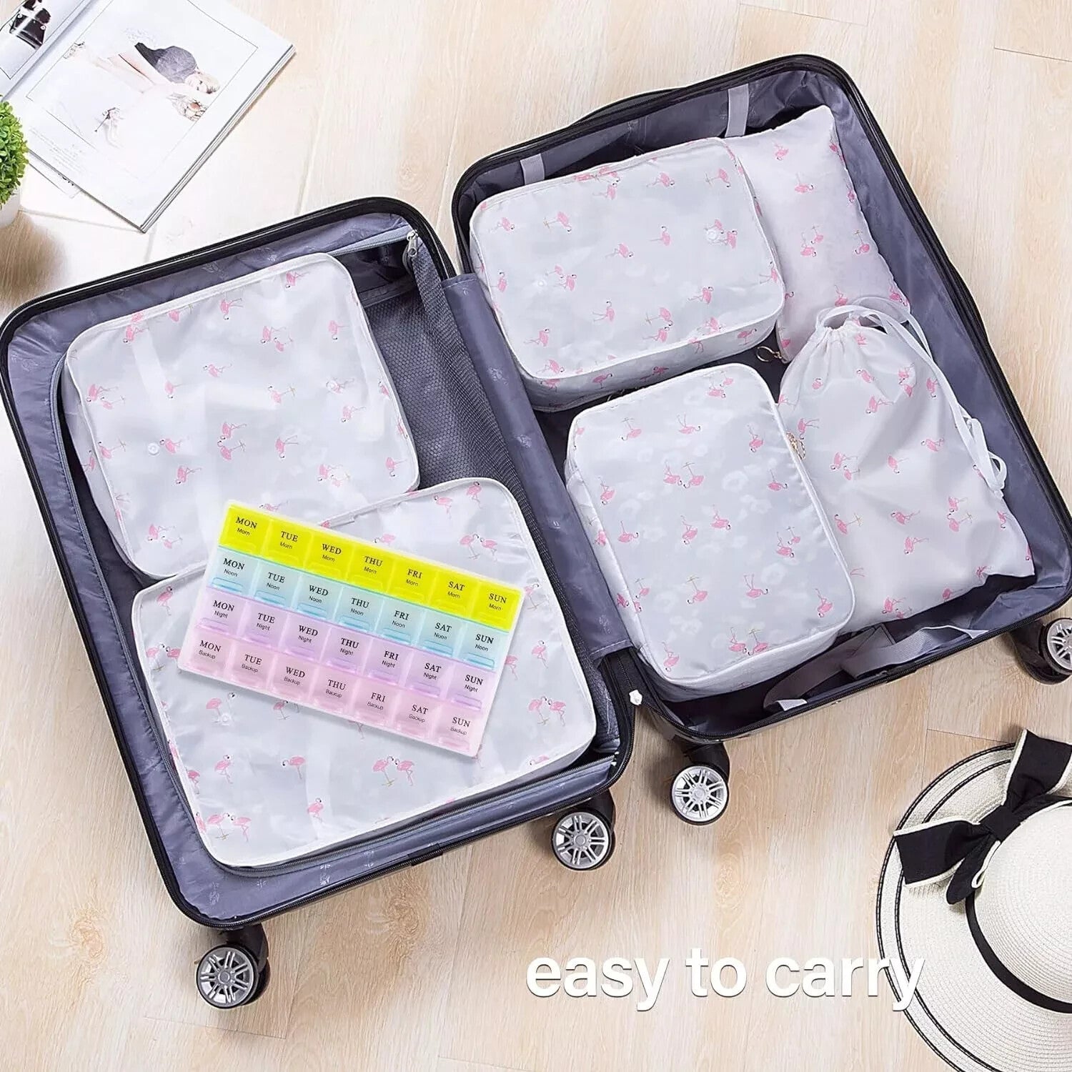 Monthly Pill Organizer Pill Case Pill Box One Month Twice a Day AM PM Daily Home