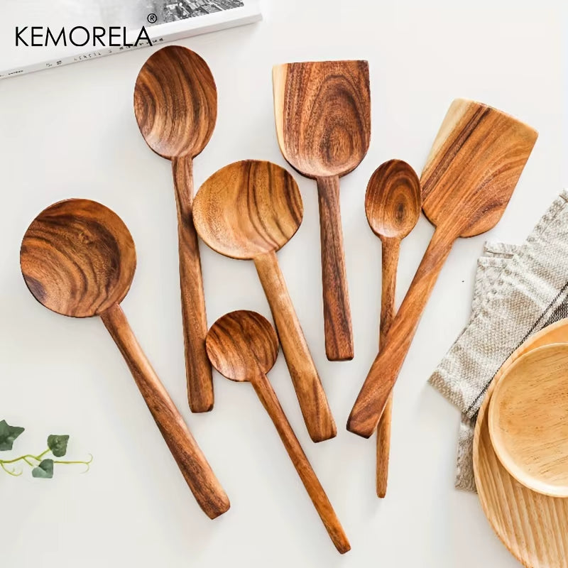 Thai Wooden Non-Stick Spatula Coffee Spoon Cooking Wood Kitchen Cookware Supplies Kitchen Tool Set