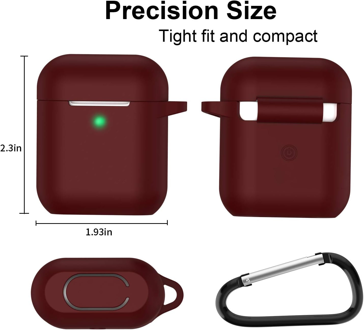 Silicone Case Compatible with Apple Airpods 1&2 Wireless and Wired Charging Case(Front LED Visible),Burgundy