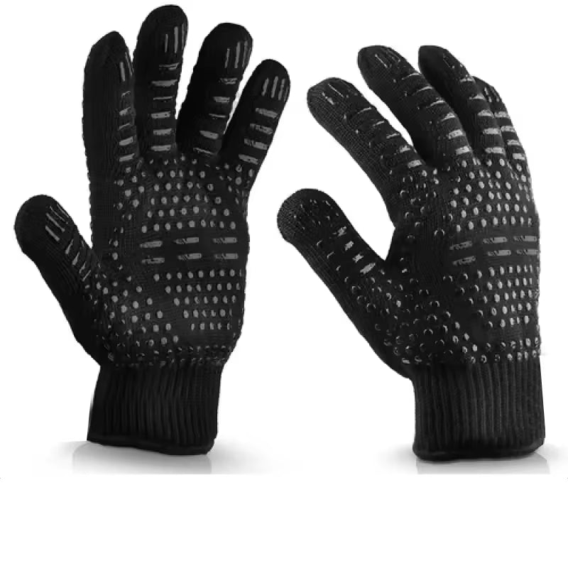 Heat Resistant BBQ Gloves 500-800 Degrees Non-Slip Silicone Insulation Microwave Gloves for Kitchen, Grill, Camping and Cookware