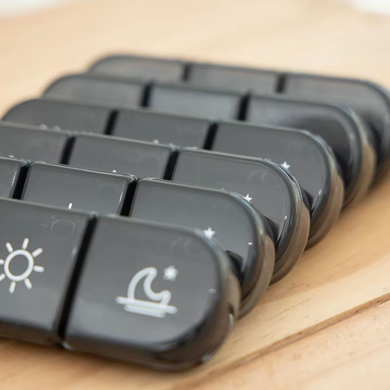 Weekly 21 Grids Pill Box Medicine Organizer Black Plastic PP Storage Box Container Portable Pill Case