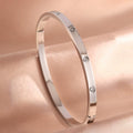 Yupsk 5Pcs/Set Silver Color Titanium Steel Bracelet for Couples Shiny Zircon Inlaid Stainless Steel Bangles Female Jewelry Gift