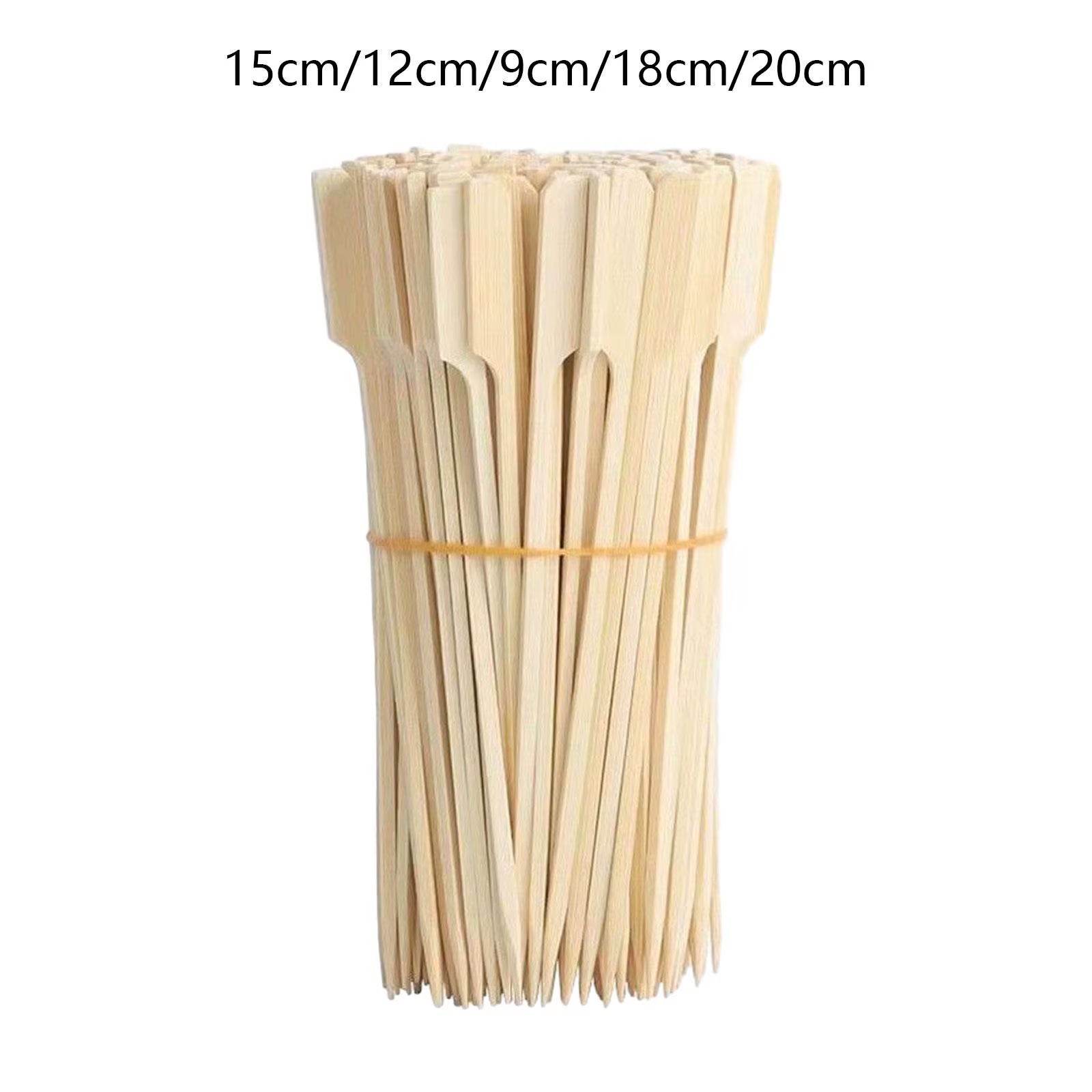 100 Pieces Bamboo Skewers BBQ Utensil Portable Cookware Tools Bamboo Paddle Picks for Sandwich Campfire Vegetable Kitchen Party