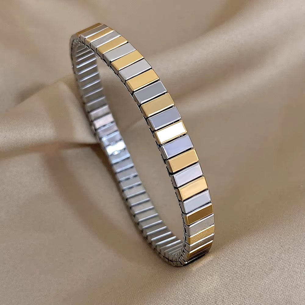 Waterproof Stainless Steel Bangles Bracelet 18K Plated Fashion Jewelry for Women Men Love Heart Flower Square Pattern Jewelry