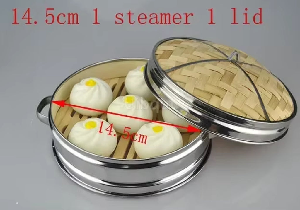 14 to 30Cm Stainless Steel Cookware Bamboo Steamer with Lid Chinese Kitchen Cookware for Cooking Fish Rise Pasta Vegetables Dim