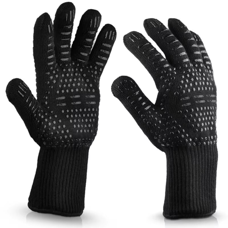 Heat Resistant BBQ Gloves 500-800 Degrees Non-Slip Silicone Insulation Microwave Gloves for Kitchen, Grill, Camping and Cookware