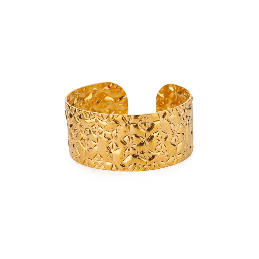 Flower Cuff Bracelet Bangle for Women Gold Color Flora Stainless Steel Bangles Casting Aesthetic Couple Wrist Jewelry Pulseras