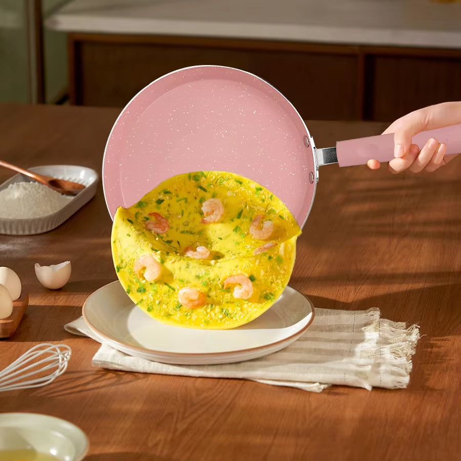 1Pcs Non-Stick Pink Frying Pan Omelet Pan Steak Egg Pancake Breakfast Maker Pans Creative Cookware Kitchen Gadgets Size S/M/L