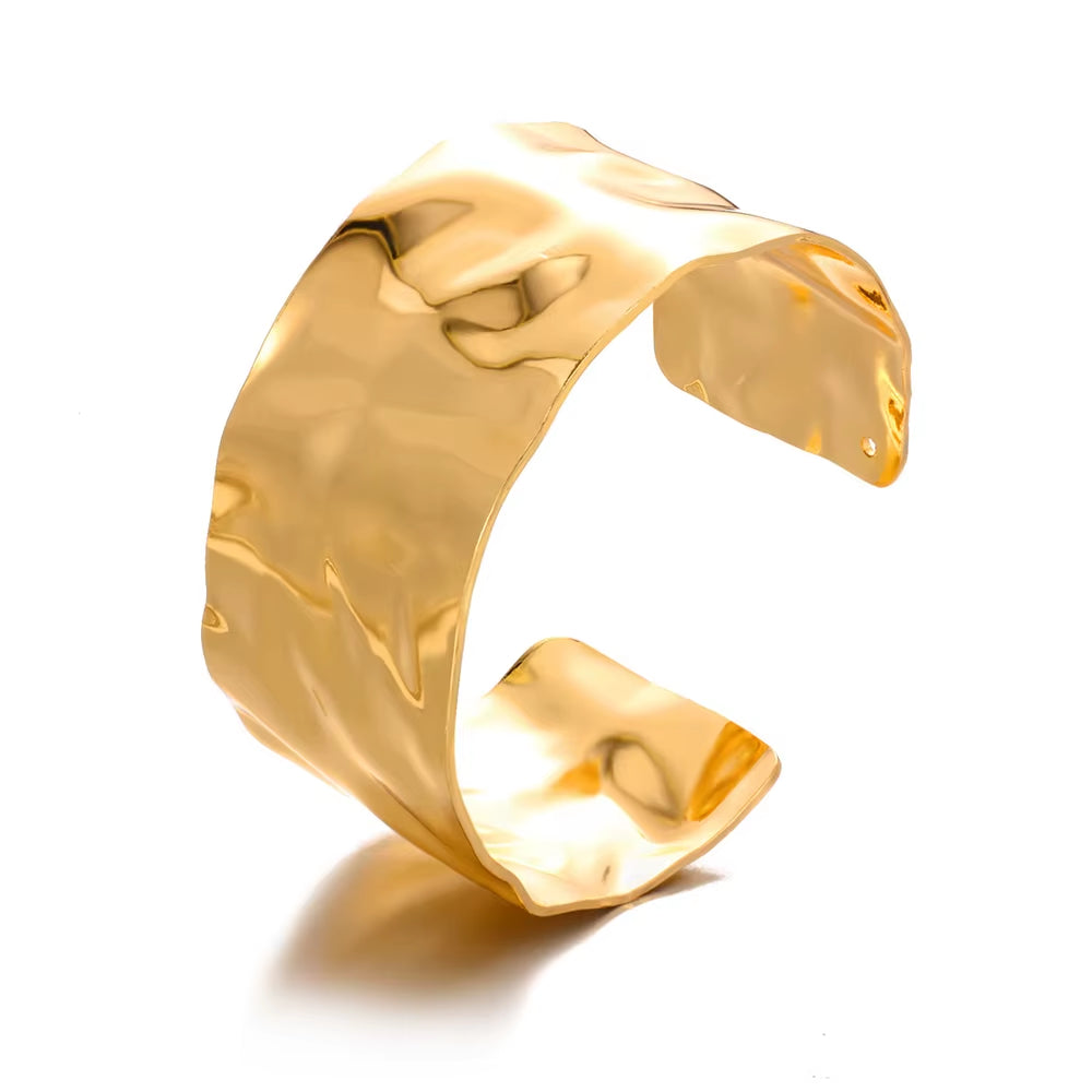 Flower Cuff Bracelet Bangle for Women Gold Color Flora Stainless Steel Bangles Casting Aesthetic Couple Wrist Jewelry Pulseras