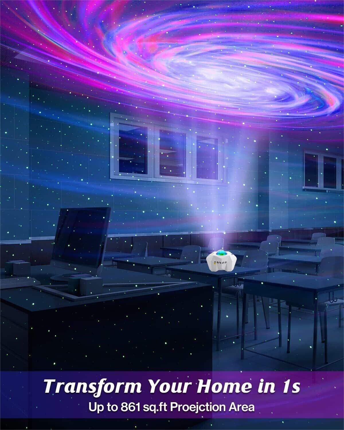 Star Projector with Bluetooth Speaker and Remote, Northern Lights Aurora Projector with Moon and Star