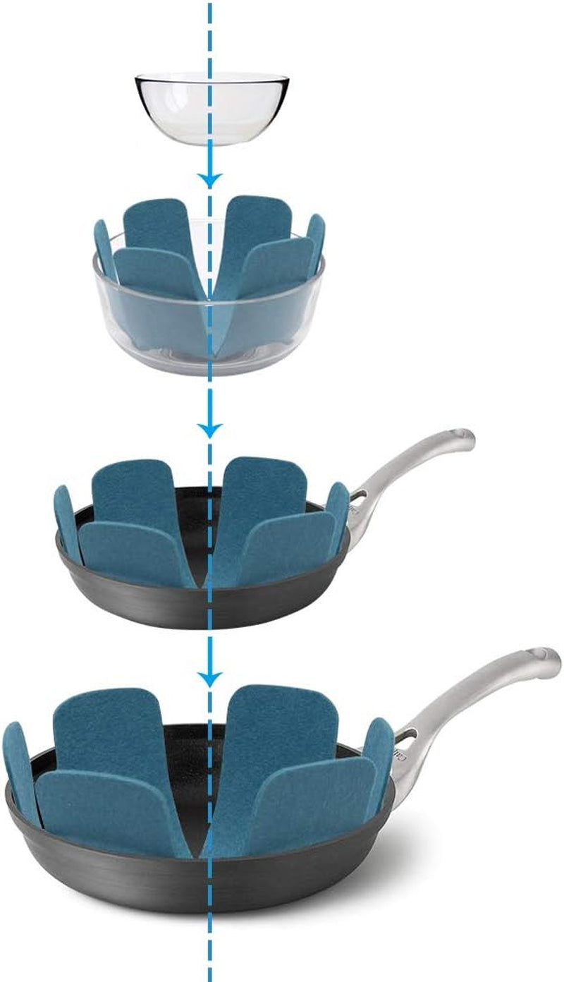 Pan Pot Protectors, Larger & Thicker Pan Protector Pads, 3 Different Sizes, 12 Pcs Pot Seperator Pads for Protecting and Stacking Your Cookware(Cyan)