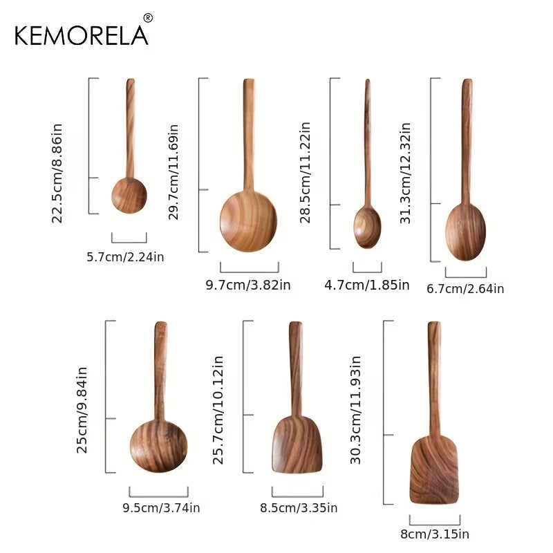 Thai Wooden Non-Stick Spatula Coffee Spoon Cooking Wood Kitchen Cookware Supplies Kitchen Tool Set
